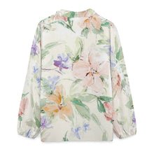 Charger l'image dans la galerie, Chemise femme col V à volants et manches longues A1S personnalisé avec photo texte prénom (conception une image)