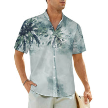 Charger l'image dans la galerie, Chemise homme boutonnée à manches courtes et col montant coupe classique LM058 avec poche personnalisée avec prénom motif texte