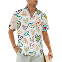 Charger l'image dans la galerie, Chemise homme col montant manches courtes avec poche LM058 personnalisée avec prénom motif texte (conception multi-images)