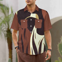 Charger l'image dans la galerie, Chemise homme manches courtes LM056 avec revers et double poches à rabat personnalisée avec prénom motif texte (conception multi-images)