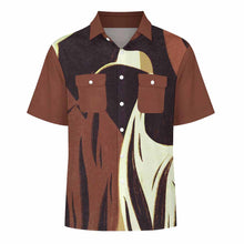 Charger l'image dans la galerie, Chemise homme manches courtes LM056 avec revers et double poches à rabat personnalisée avec prénom motif texte (conception multi-images)