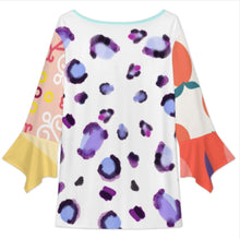 Charger l'image dans la galerie, Chemisier à manches pétales pour femmes VJK été manches 3/4 décontracté col en V haut personnalisée avec prénom motif texte (conception multi-images)