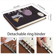 Charger l'image dans la galerie, Classeur à feuilles en cuir PU rechargeable à 6 anneaux différentes images des deux côtés personnalisée avec prénom motif texte