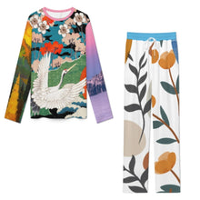 Charger l'image dans la galerie, Combinaison pantalon décontractée à manches longues et col rond pour femme A86TZ personnalisée avec prénom motif texte (conception multi-images)