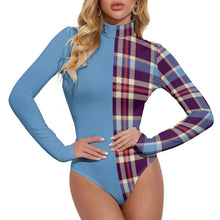 Charger l'image dans la galerie, Combinaison body stringbody maillot en col montant à manches longues femme NZ056 personnalisé avec photo logo motif texte (impression des multi-images)