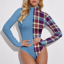 Charger l'image dans la galerie, Combinaison body stringbody maillot en col montant à manches longues femme NZ056 personnalisé avec photo logo motif texte (impression des multi-images)