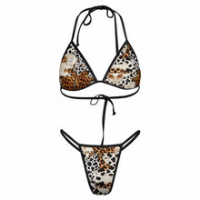Charger l'image dans la galerie, Ensemble 2 pièces maillot de bain bikini triangle push up J195D57 femme avec soutien-gorge à lacets personnalisé avec photo motif texte (conception multi-images)