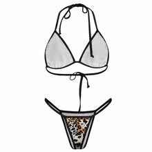 Charger l'image dans la galerie, Ensemble 2 pièces maillot de bain bikini triangle push up J195D57 femme avec soutien-gorge à lacets personnalisé avec photo motif texte (conception multi-images)