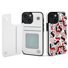 Charger l'image dans la galerie, Coque de protection en cuir TPU pour iPhone 15 Plus Pro Max avec fente pour carte fonction support étui pliable personnalisé avec photo texte prénom