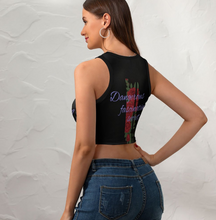 Charger l'image dans la galerie, Crop Top Femme NZ107 avec Dos Nageur et Bretelles Larges Personnalisé avec photo texte motif (conception multi-images)