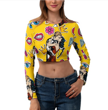 Charger l'image dans la galerie, Crop top shirt manches longues NZ108 pour femme personnalisé avec photo texte logo (conception multi-images)