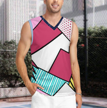 Charger l'image dans la galerie, Débardeur de basket homme maillot TK col V personnalisée avec prénom motif texte (conception multi-images)