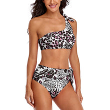 Charger l'image dans la galerie, Ensemble bikini bustier BK2119 pour femme en forme d'épaule unique personnalisée avec prénom motif texte (conception multi-images)