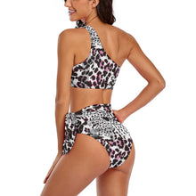 Charger l'image dans la galerie, Ensemble bikini bustier BK2119 pour femme en forme d'épaule unique personnalisée avec prénom motif texte (conception multi-images)