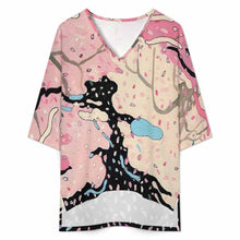 Charger l'image dans la galerie, Ensemble chemise à manches chauve-souris et short à taille élastique pour femme YKL07 personnalisé avec photo texte prénom (conception une image)