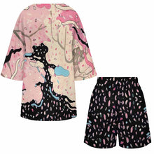 Charger l'image dans la galerie, Ensemble chemise à manches chauve-souris et short à taille élastique pour femme YKL07 personnalisé avec photo texte prénom (conception une image)