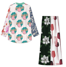 Charger l'image dans la galerie, Ensemble de vêtements d'intérieur décontractés à manches longues pour femmes A73TZ personnalisée avec prénom motif texte (conception multi-images)