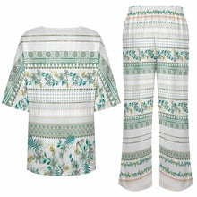 Charger l'image dans la galerie, Ensemble femme composé d'une chemise à col rond et manches chauve-souris et d'un pantalon large à taille élastique (YKL04) personnalisé avec photo texte prénom (conception une image)