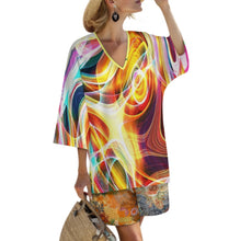 Charger l'image dans la galerie, Ensemble haut col V manches chauve-souris et short taille élastique pour femme YKL07 personnalisée avec prénom motif texte (conception multi-images)