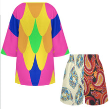 Charger l'image dans la galerie, Ensemble haut col V manches chauve-souris et short taille élastique pour femme YKL07 personnalisée avec prénom motif texte (conception multi-images)