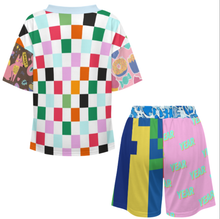 Charger l'image dans la galerie, Ensemble pyjama court pour femme à col en V B98TZ personnalisée avec prénom motif texte (conception multi-images)