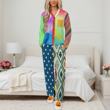 Charger l'image dans la galerie, Ensemble pyjama femme manches longues col V B99TZ personnalisée avec prénom motif texte (conception multi-images)