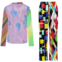 Charger l'image dans la galerie, Ensemble pyjama femme manches longues col V B99TZ personnalisée avec prénom motif texte (conception multi-images)