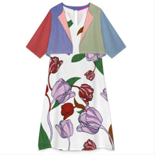 Charger l'image dans la galerie, Ensemble robe midi sans manches col V 2 pièces pour femme A77Q personnalisée avec prénom motif texte (conception multi-images)