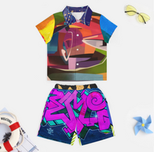 Charger l'image dans la galerie, Ensemble chemise à manches courtes et short de plage garçon (2 pièces) A27TZ personnalisée avec prénom motif texte (conception multi-images)