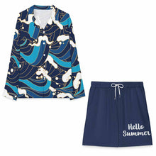 Charger l'image dans la galerie, Ensemble chemise à manches longues et short avec cordon A18TZ pour femme personnalisé avec photo texte prénom (conception une image)