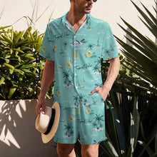 Charger l'image dans la galerie, Ensemble chemise manches courtes et short homme B339D1P personnalisé avec photo texte prénom (conception une image)