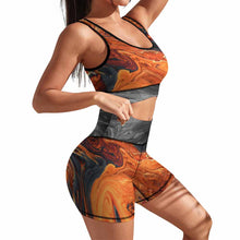 Charger l'image dans la galerie, Ensemble de costume de sport de yoga pour femme XG005Y09A costume de train de jogging personnalisé avec logo texte photo (conception multi-images)