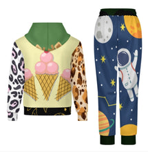 Charger l'image dans la galerie, Ensemble de survêtement 2 pièces pour enfants A5TZ sweat à capuche et pantalon de survêtement pour filles et garçons personnalisé avec photo texte prénom (conception multi-images)