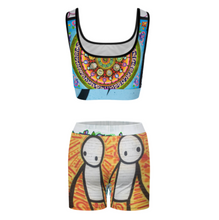 Charger l'image dans la galerie, Ensemble de survêtement de yoga de haute qualité avec haut court et short 2 pièces YJ052 personnalisé avec texte de motif photo (conception multi-images)