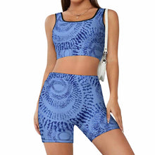 Charger l'image dans la galerie, Ensemble de survêtement de yoga femme 2 pièces avec crop top et short YJ052 personnalisé avec logo texte photo (conception une image)