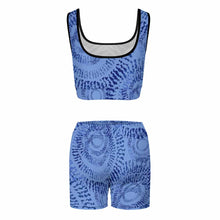 Charger l'image dans la galerie, Ensemble de survêtement de yoga femme 2 pièces avec crop top et short YJ052 personnalisé avec logo texte photo (conception une image)