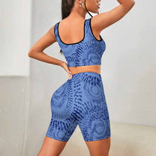 Charger l'image dans la galerie, Ensemble de survêtement de yoga femme 2 pièces avec crop top et short YJ052 personnalisé avec logo texte photo (conception une image)