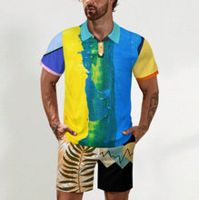 Charger l'image dans la galerie, Ensemble polo manches courtes et short homme A46TZ personnalisée avec prénom motif texte (conception multi-images)
