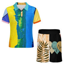 Charger l'image dans la galerie, Ensemble polo manches courtes et short homme A46TZ personnalisée avec prénom motif texte (conception multi-images)