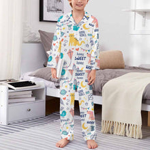 Charger l'image dans la galerie, Ensemble pyjama 2 pièces haut boutonné manches longues et pantalon enfant SDS059 personnalisé avec photo motif texte (conception une image)