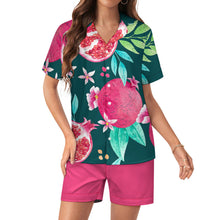 Charger l'image dans la galerie, Ensemble pyjama femme 2 pièces en soie boutonné à manches courtes personnalisé avec photo texte prénom (conception une image)