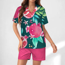 Charger l'image dans la galerie, Ensemble pyjama femme 2 pièces en soie boutonné à manches courtes personnalisé avec photo texte prénom (conception une image)