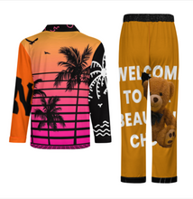 Charger l'image dans la galerie, Ensemble pyjama homme chemise à manches longues + pantalon long avec cordon personnalisée avec prénom motif texte (conception multi-images)