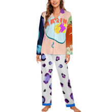 Charger l'image dans la galerie, Ensembles de pyjama classiques à manches longues pour femmes personnalisée avec prénom motif texte (conception multi-images)