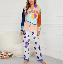 Charger l'image dans la galerie, Ensembles de pyjama classiques à manches longues pour femmes personnalisée avec prénom motif texte (conception multi-images)