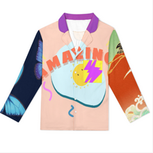 Charger l'image dans la galerie, Ensembles de pyjama classiques à manches longues pour femmes personnalisée avec prénom motif texte (conception multi-images)
