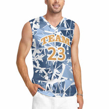 Charger l'image dans la galerie, Gilet de basket homme col V en jersey TK personnalisé avec photo texte prénom (conception une image)