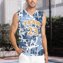 Charger l'image dans la galerie, Gilet de basket homme col V en jersey TK personnalisé avec photo texte prénom (conception une image)