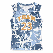 Charger l'image dans la galerie, Gilet de basket homme col V en jersey TK personnalisé avec photo texte prénom (conception une image)