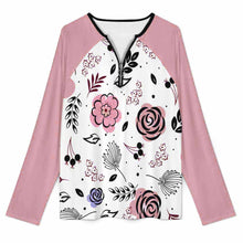 Charger l'image dans la galerie, Haut à manches longues à fermeture éclair en V pour femme NT58 personnalisé avec photo texte prénom (conception une image)